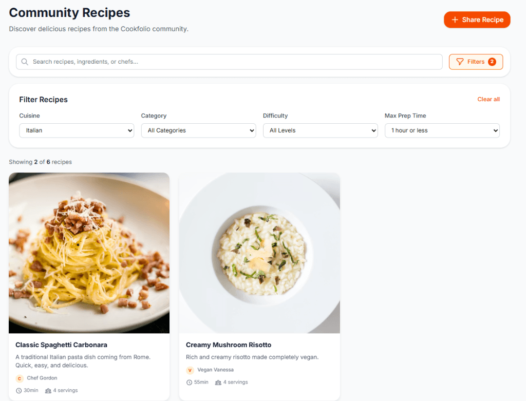 Cookfolio App Preview